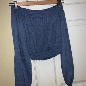 Light Blue Off the Shoulder Crop Top